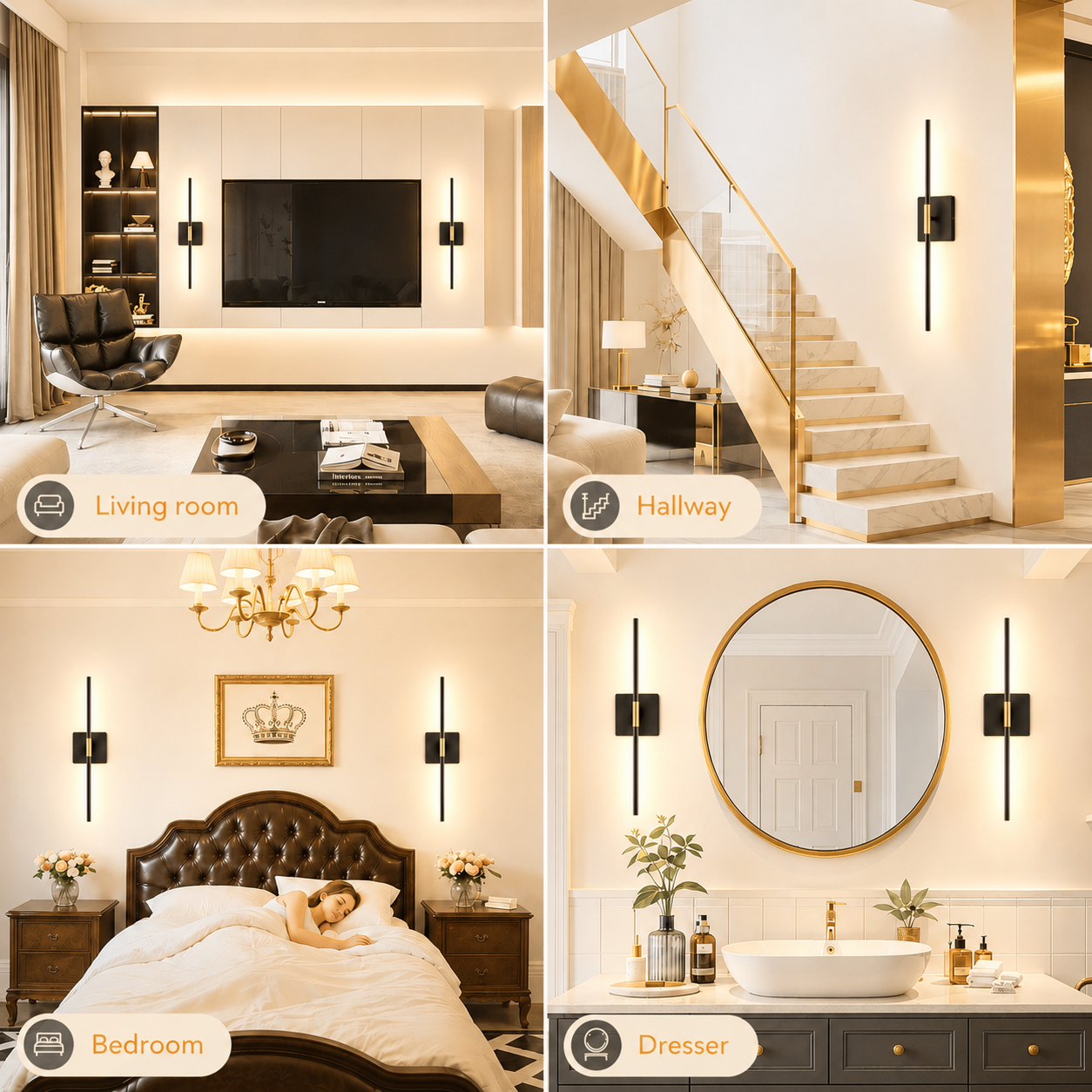 WIRELESS MODERN WALL LIGHTS (SET OF 2)